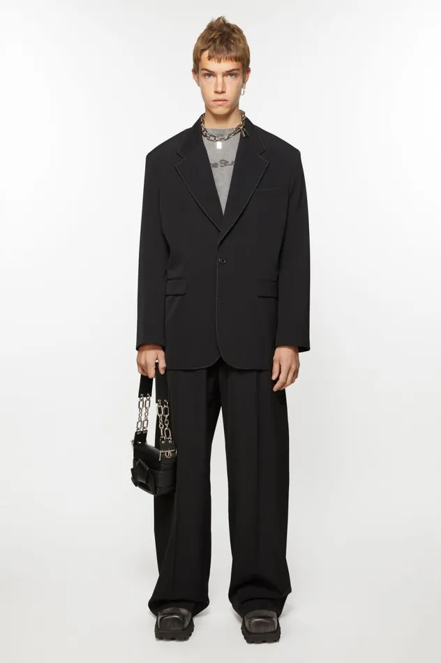 Acne Studios Singlebreasted Suit Jacket 8211 Relaxed Fit Black Men Suit Jackets Acne Studios Singlebreasted Suit Jacket 8211 Relaxed Fit Black Men Suit Jackets