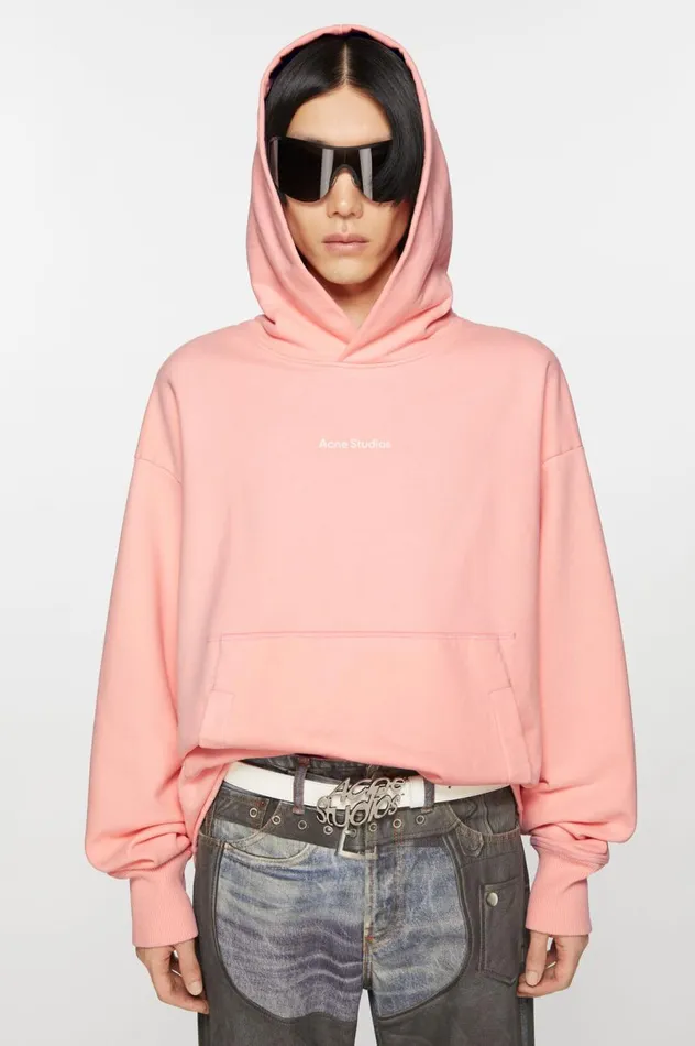 Acne Studios Stamp Logo Hoodie Pale Pink Men Sweatshirts
