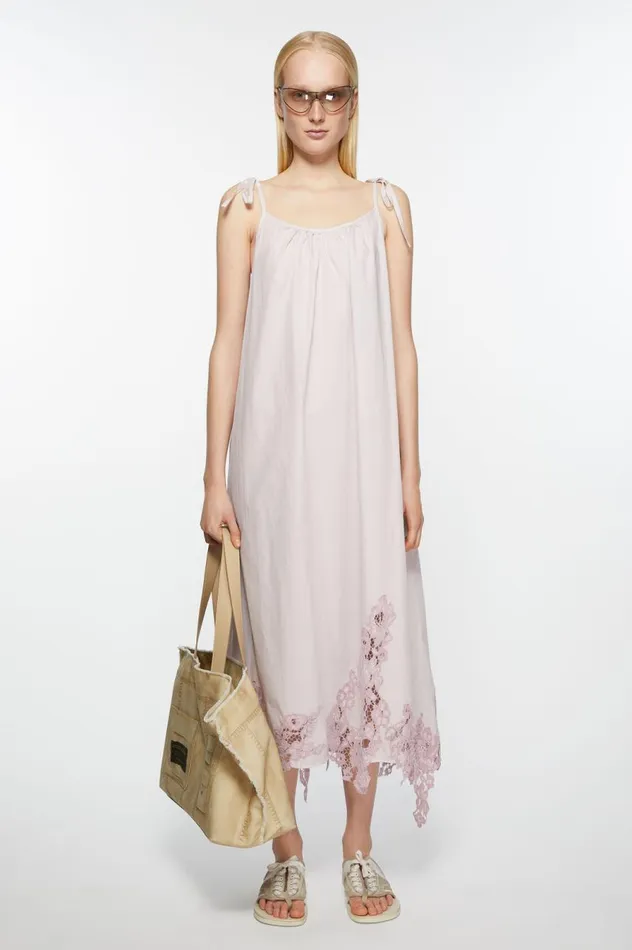 Acne Studios Strap Lace Dress Light Lilac Purple Women Dresses