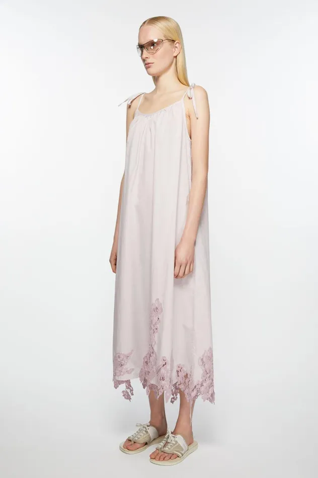 Acne Studios Strap Lace Dress Light Lilac Purple Women Dresses