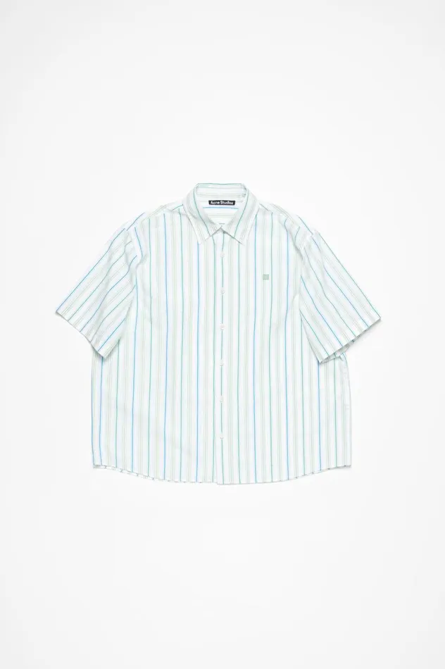 Acne Studios Stripe Buttonup Shirt Bluegreen Men Shirts