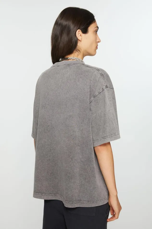 Acne Studios Tshirt Faded Logo 8211 Relaxed Fit Faded Grey Women Tshirts