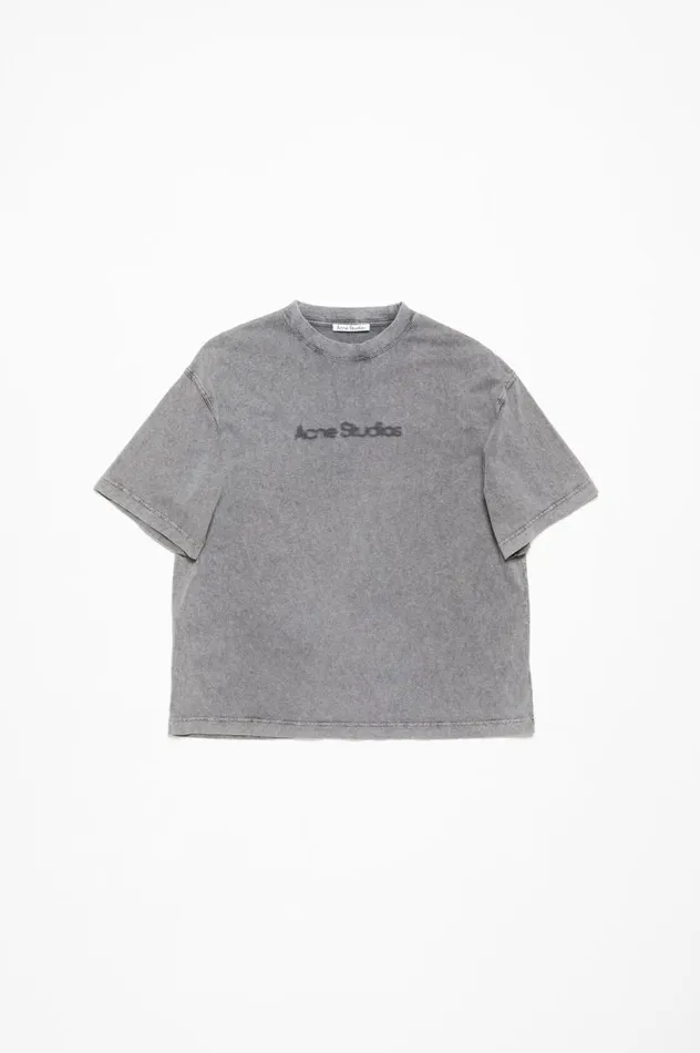 Acne Studios Tshirt Faded Logo 8211 Relaxed Fit Faded Grey Women Tshirts