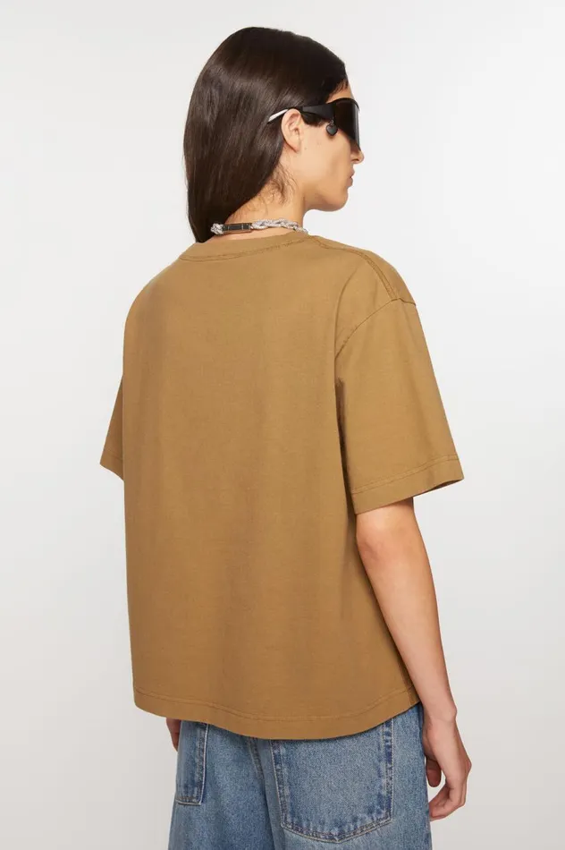 Acne Studios Tshirt Stamp Logo Mud Beige Women Tshirts