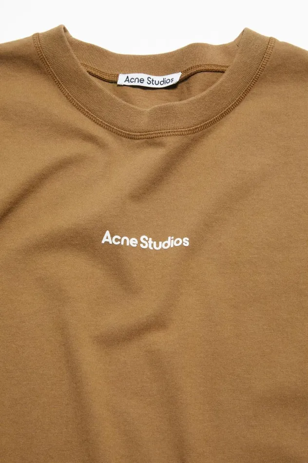 Acne Studios Tshirt Stamp Logo Mud Beige Women Tshirts