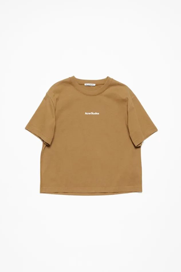 Acne Studios Tshirt Stamp Logo Mud Beige Women Tshirts