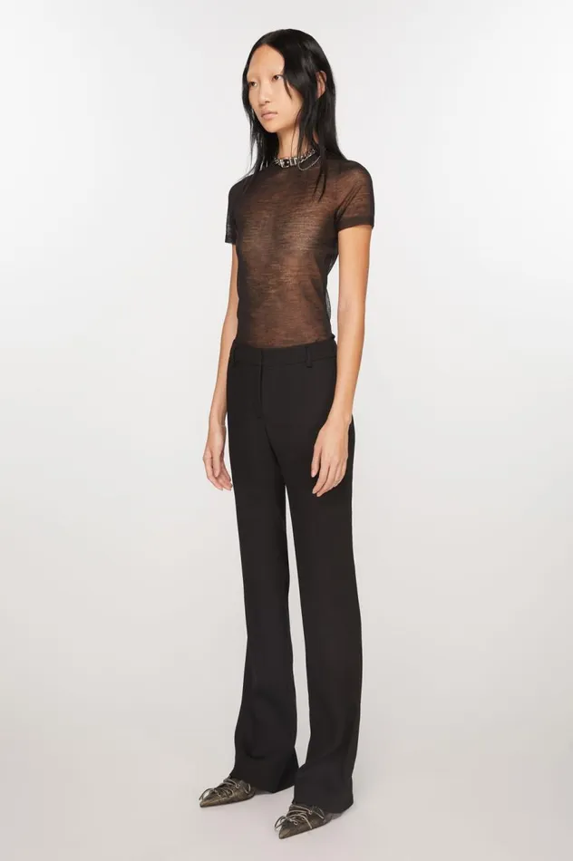 Acne Studios Tailored Wool Blend Trousers Black Women Trousers