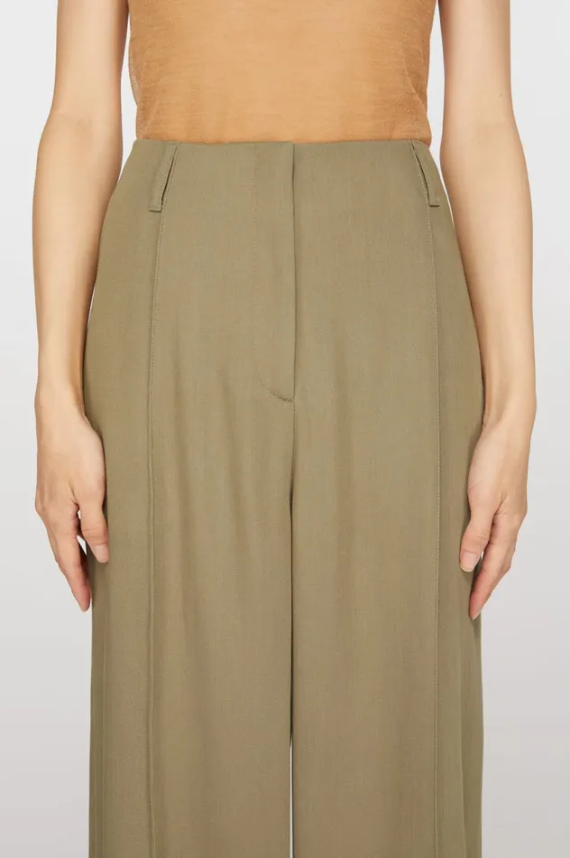 Acne Studios Tailored Wool Blend Trousers Mud Beige Women Trousers