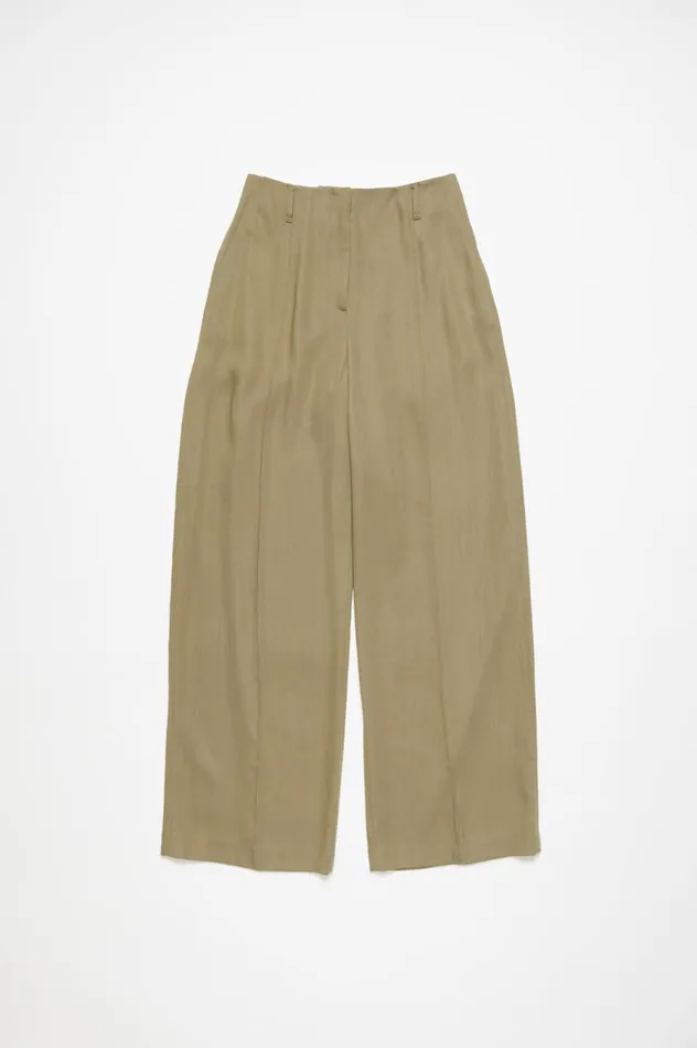 Acne Studios Tailored Wool Blend Trousers Mud Beige Women Trousers