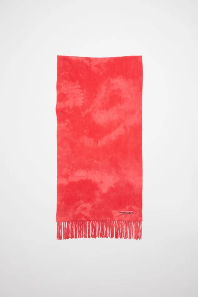 Acne Studios Tiedye Wool Scarf 8211 Narrow Bright Pink Women Scarves