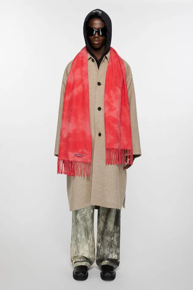 Acne Studios Tiedye Wool Scarf 8211 Narrow Bright Pink Women Scarves