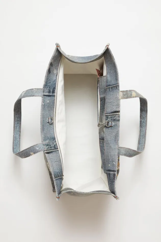Acne Studios Tote Bag Printed Mid Blue Women Bags