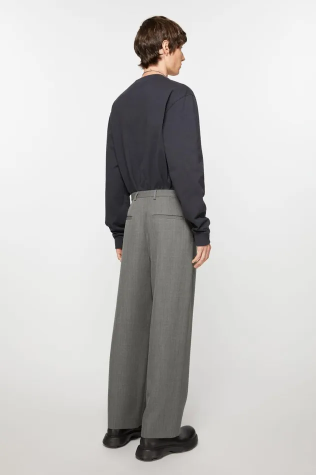 Acne Studios Wool Blend Trousers Grey Melange Men Trousers