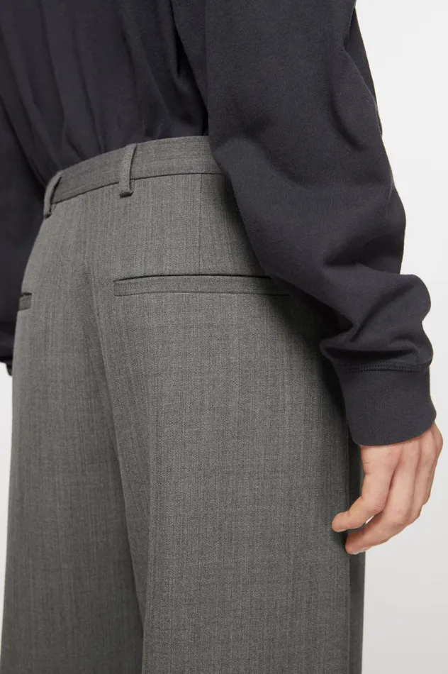 Acne Studios Wool Blend Trousers Grey Melange Men Trousers