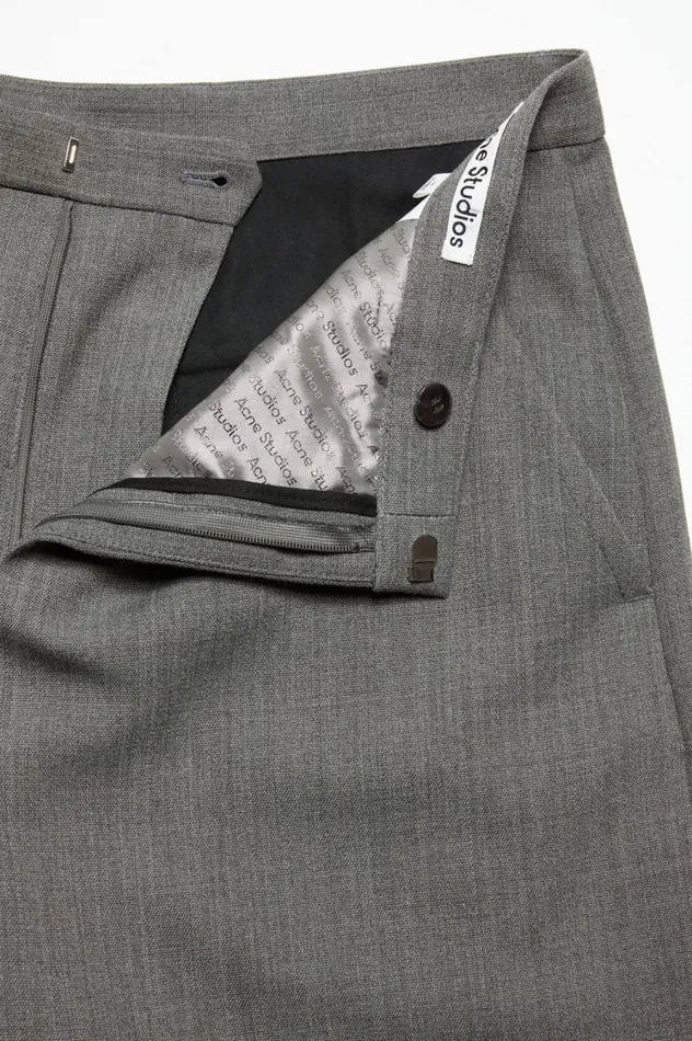 Acne Studios Wool Blend Trousers Grey Melange Men Trousers