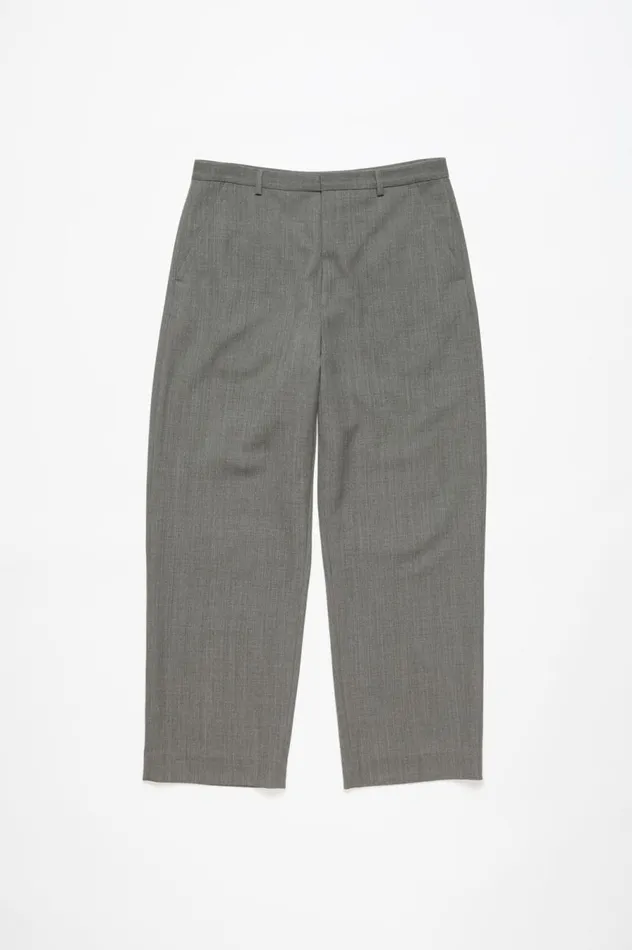 Acne Studios Wool Blend Trousers Grey Melange Men Trousers