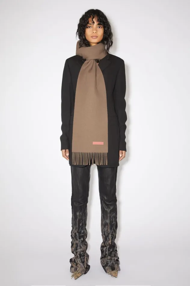 Acne Studios Wool Scarf Pink Label 8211 Narrow Warm Beige Women Scarves