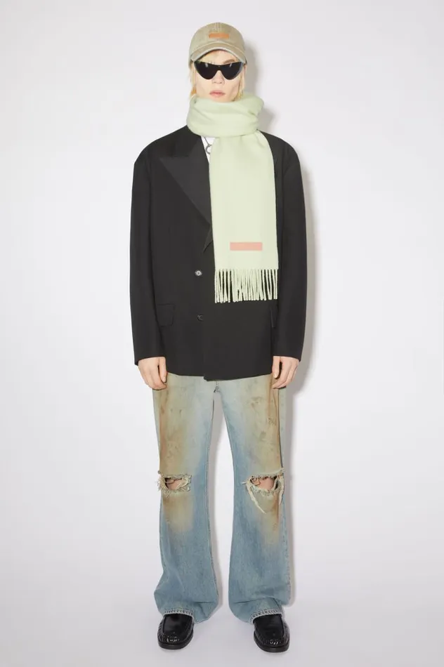 Acne Studios Wool Scarf Pink Label Pale Green Women Scarves