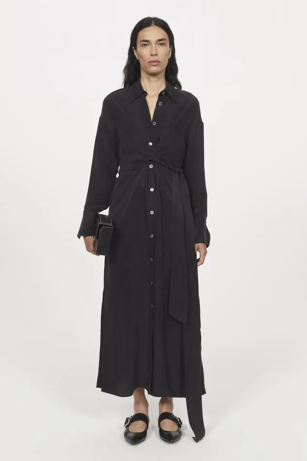 Apple Peach Twill Dress Black Women Rodebjer Dresses and Caftans