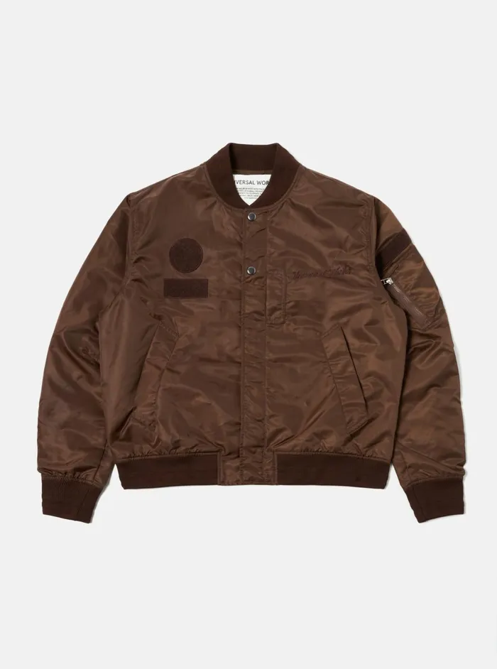 Badge Bomber In Brown Flight Nylon Men Universal Works Coats and Outerwear