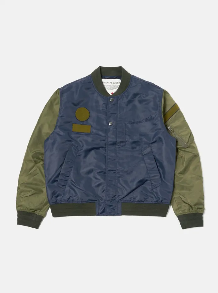 Badge Bomber In OliveNavy Flight Nylon Men Universal Works Coats and Outerwear