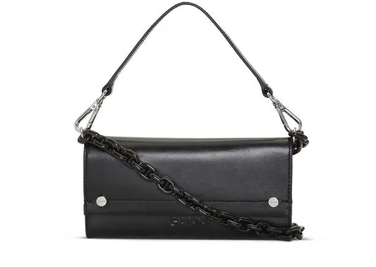Bags GANNI Top Handle Black Banner Envelope Chain Wallet Black
