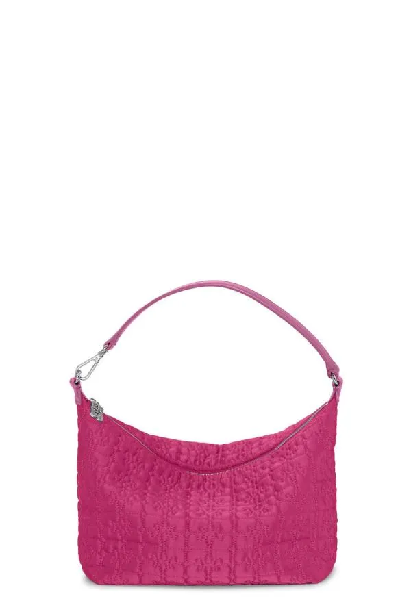 Bags GANNI Top Handle Pink Medium Butterfly Pouch Satin Bag Shocking Pink