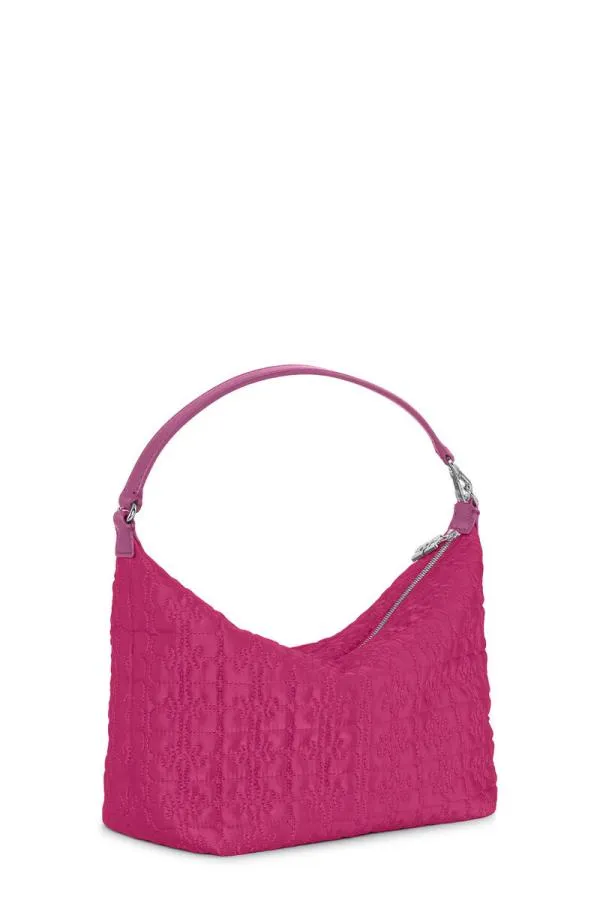Bags GANNI Top Handle Pink Medium Butterfly Pouch Satin Bag Shocking Pink