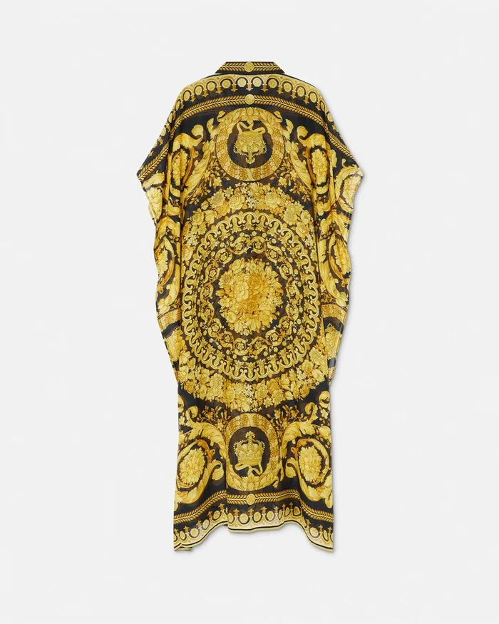 Beach Clothing and Accessories Women Versace Barocco CoverUp Shirt Dress Blackprint
