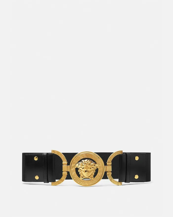Belts Women Versace Medusa 03995 Leather Belt 6 Cm Blackgold