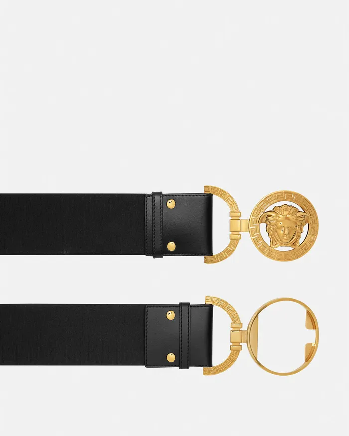 Belts Women Versace Medusa 03995 Leather Belt 6 Cm Blackgold