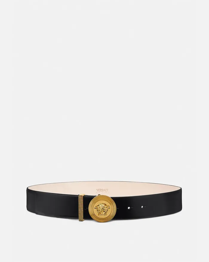 Belts Women Versace Medusa Biggie Leather Belt 4 Cm Blackgold
