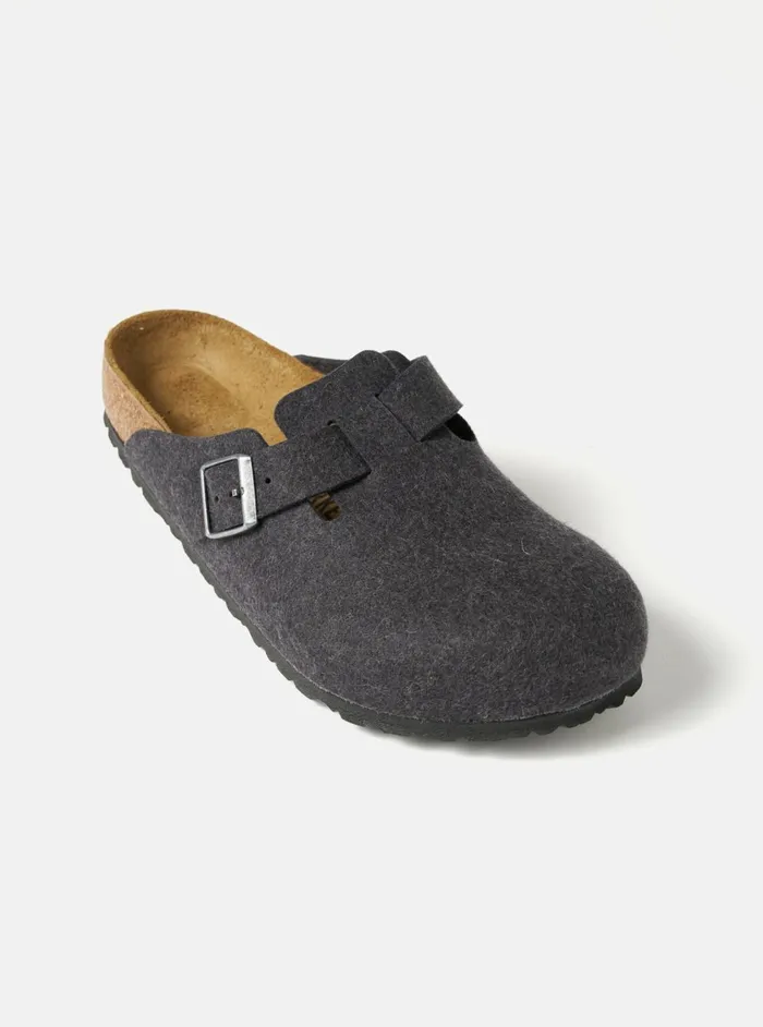 Birkenstock Boston In Anthracite Wool Men Universal Works Footwear