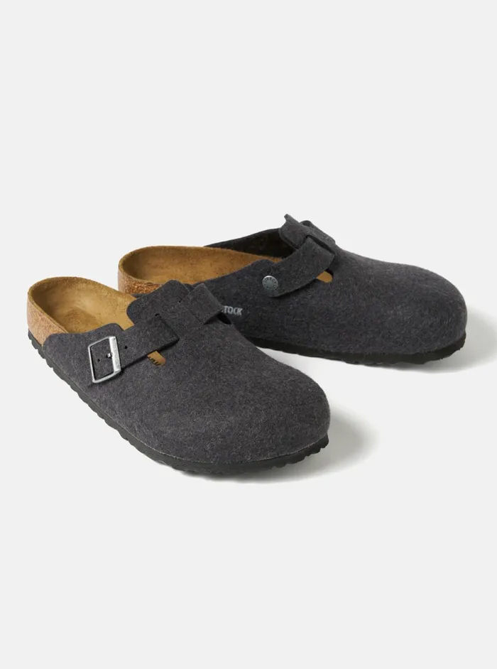 Birkenstock Boston In Anthracite Wool Men Universal Works Footwear