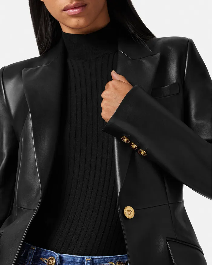 Blazer and Jackets Women Versace Leather Blazer Black