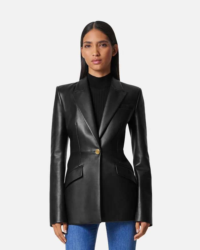 Blazer and Jackets Women Versace Leather Blazer Black
