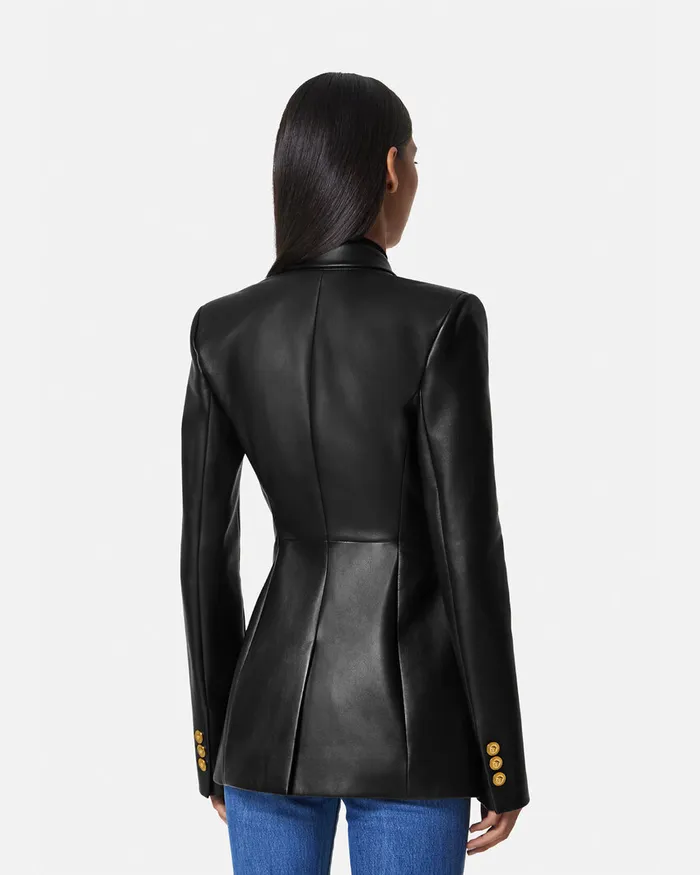 Blazer and Jackets Women Versace Leather Blazer Black