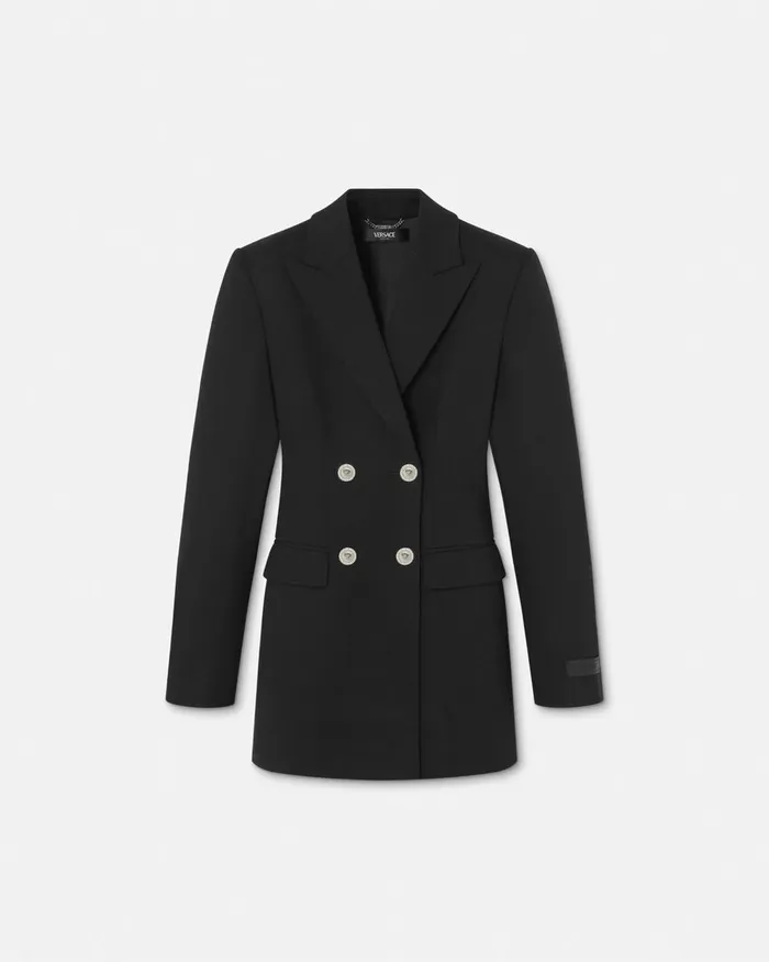 Blazer and Jackets Women Versace Metal Mesh Wool Blazer Dress Black