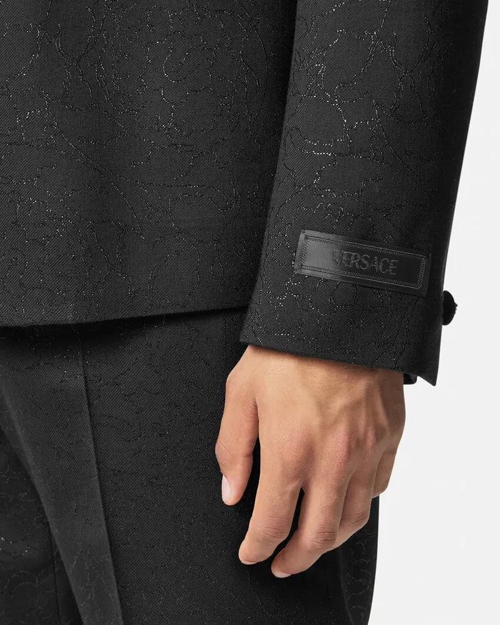 Blazers and Suits Men Versace Barocco Lurex DoubleBreasted Blazer Black