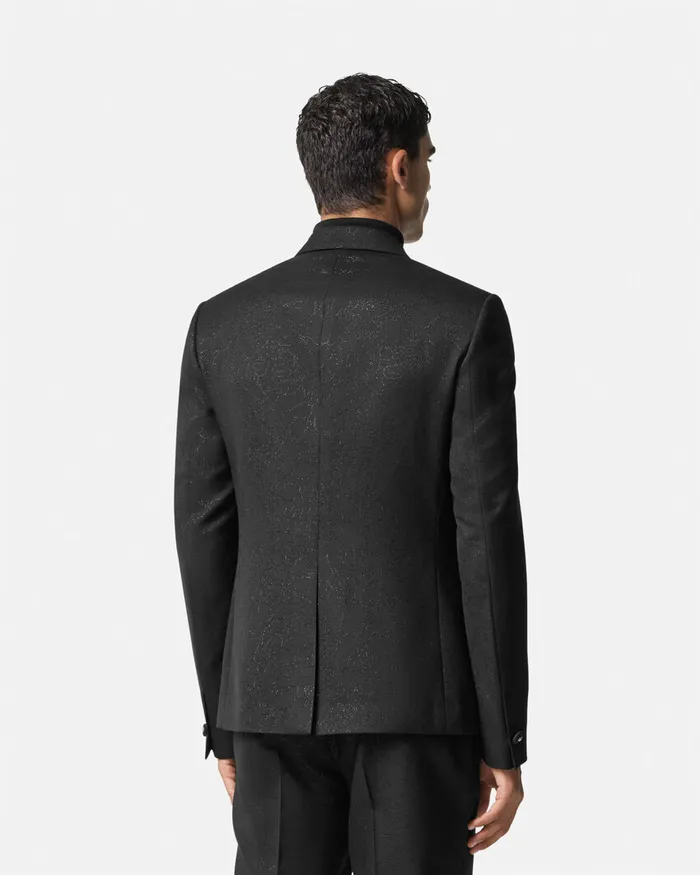 Blazers and Suits Men Versace Barocco Lurex DoubleBreasted Blazer Black