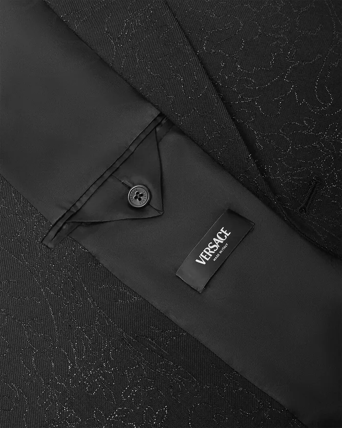 Blazers and Suits Men Versace Barocco Lurex DoubleBreasted Blazer Black
