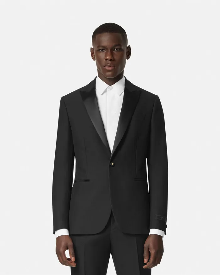 Blazers and Suits Men Versace MohairBlend SingleBreasted Blazer Black