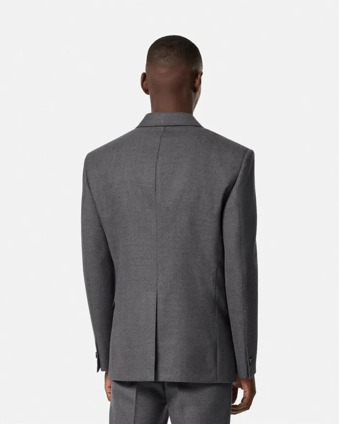 Blazers and Suits Men Versace Wool Gabardine FiveButton Blazer Gray