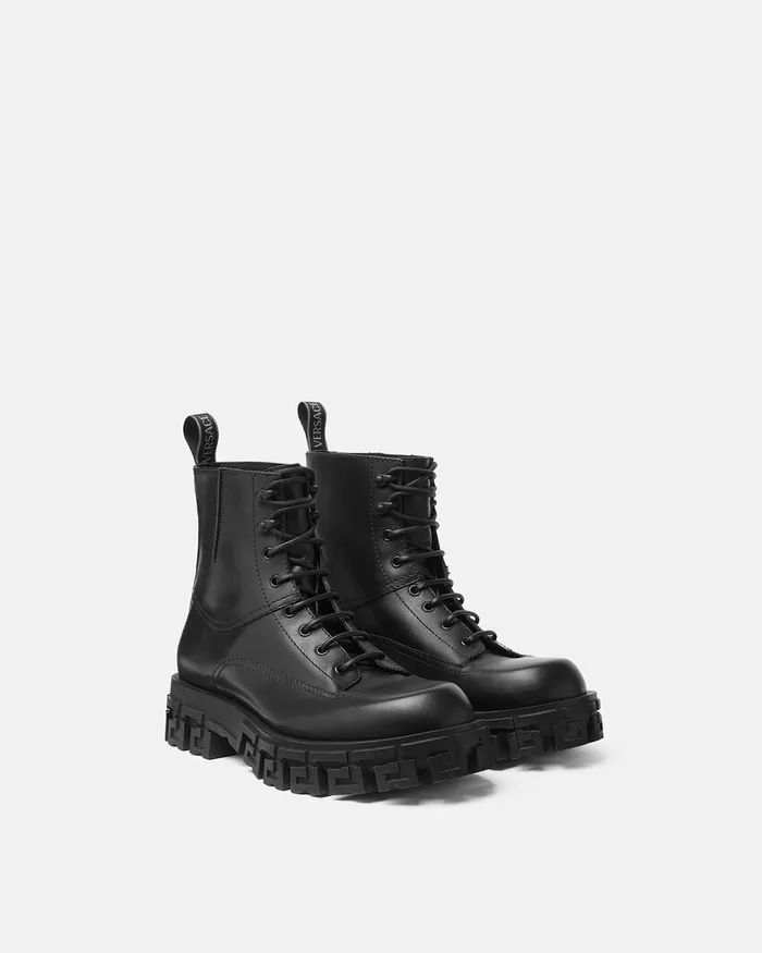 Boots Men Versace Greca Portico Boots Black