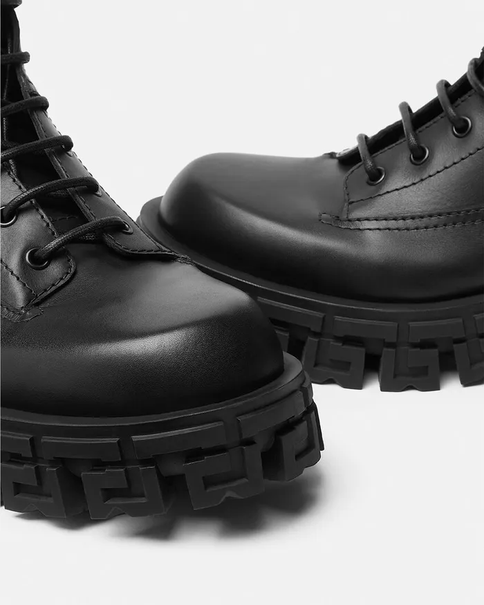 Boots Men Versace Greca Portico Boots Black