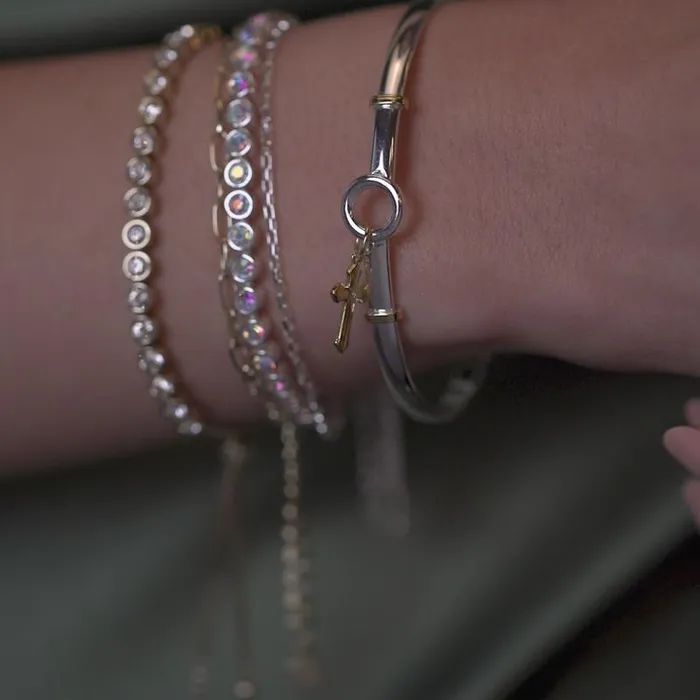 Bracelets Women Alex And Ani Cross Clip Bangle Two Tone