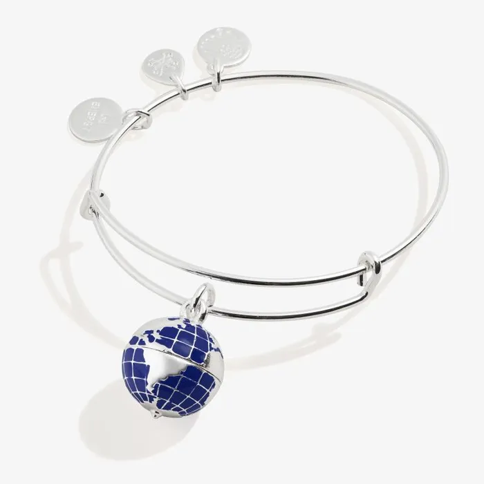 Bracelets Women Alex And Ani Globe Charm Bangle Bracelet Silver