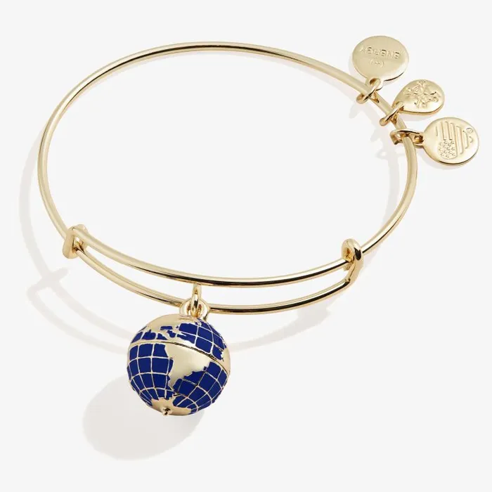 Bracelets Women Alex And Ani Globe Charm Bangle Bracelet Silver