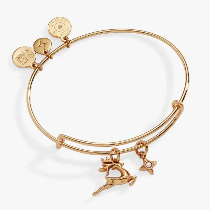 Bracelets Women Alex And Ani Holiday Reindeer Bangle Gold