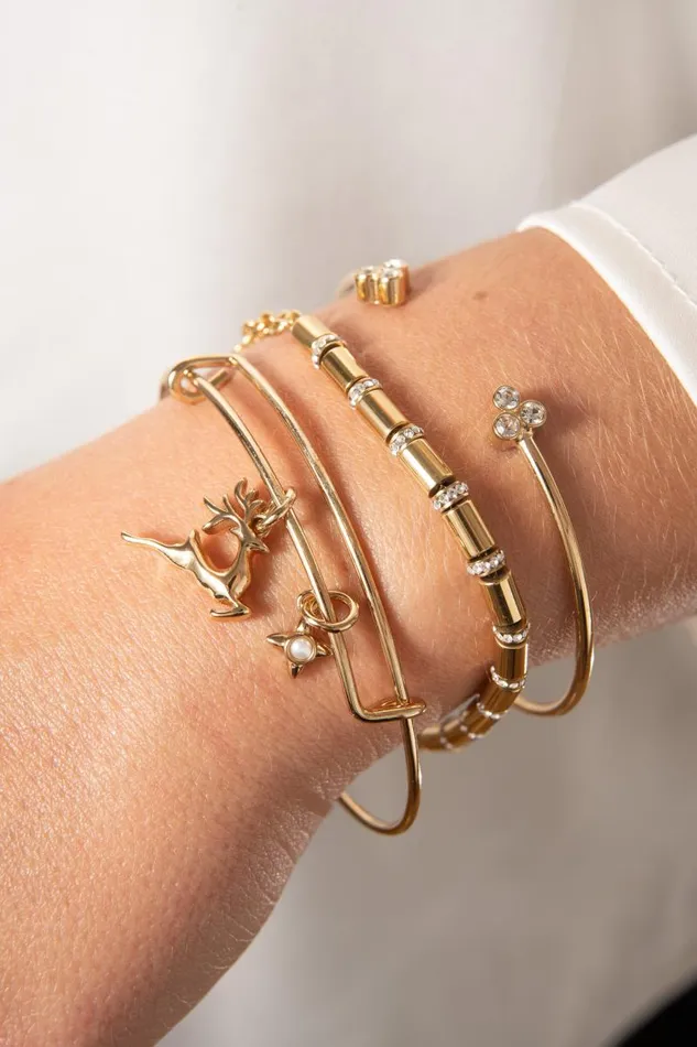 Bracelets Women Alex And Ani Holiday Reindeer Bangle Gold